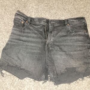 American Eagle Outfitters Black Washed Distressed Denim Shorts